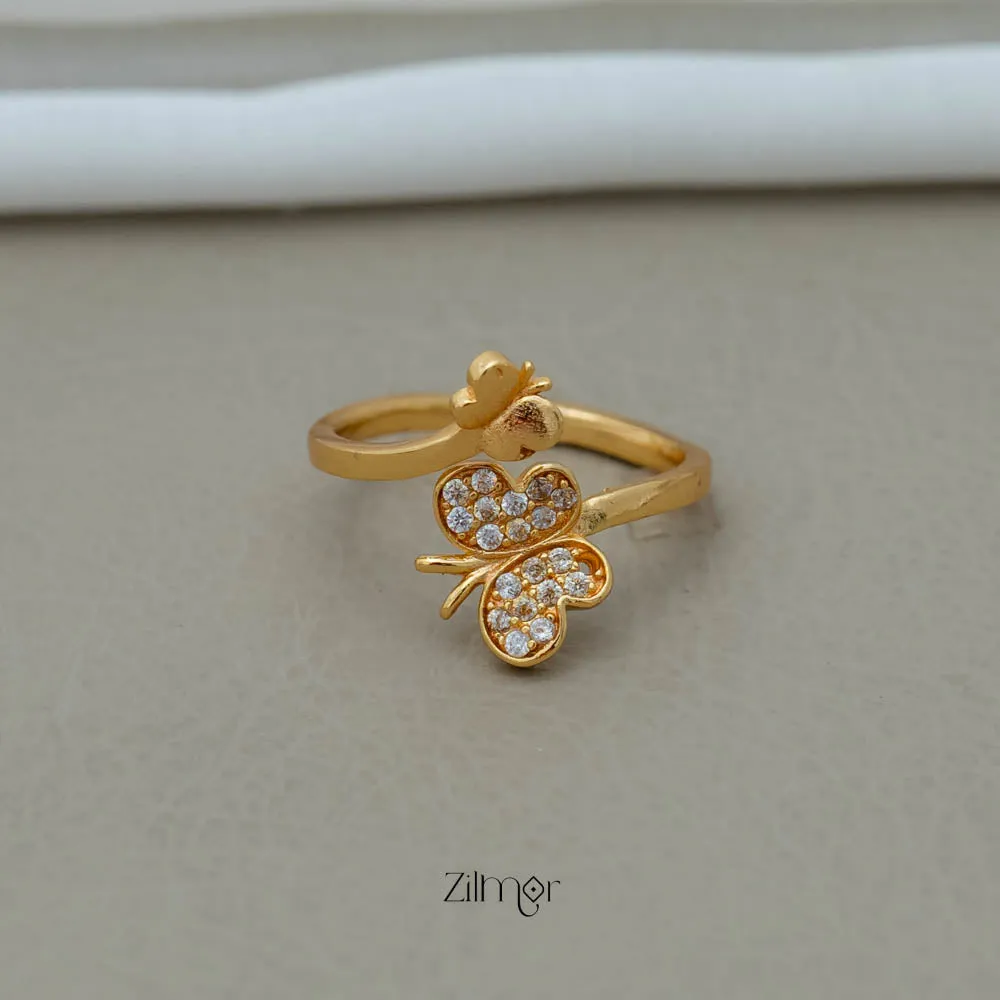 PE101840 - Gold Plated Butter fly charm Size Adjustable Ring