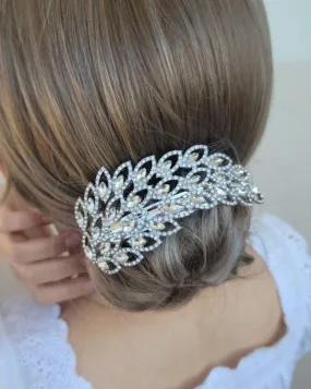 peacock rhinestone embellished hair barrette for women