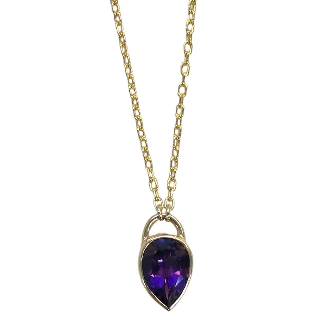 Pear Cut Amethyst Pendant Necklace