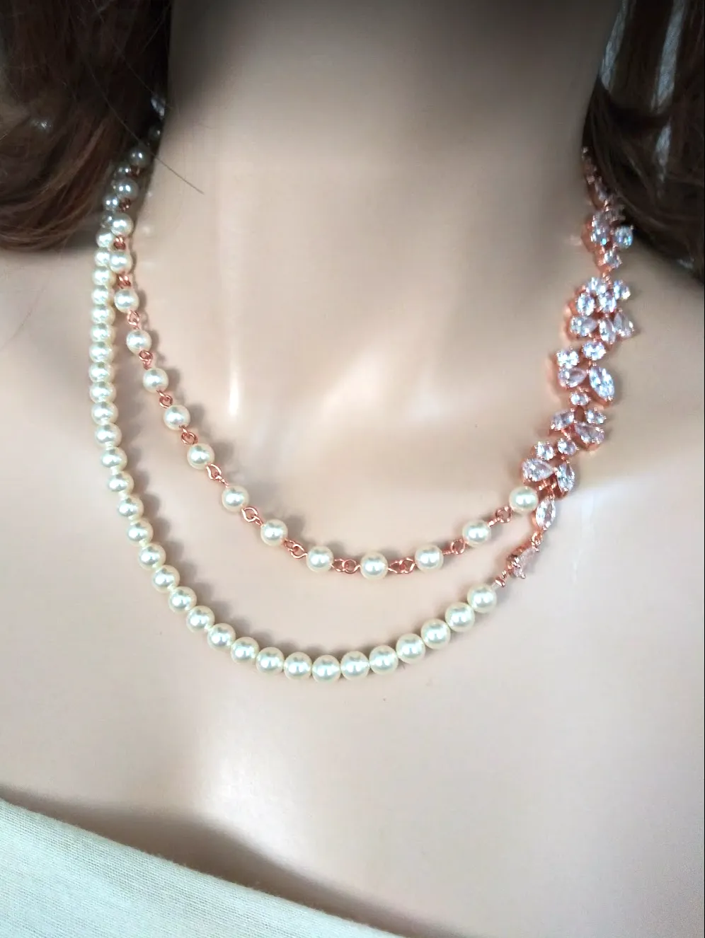 Pearl & Zirconia Wedding Necklace