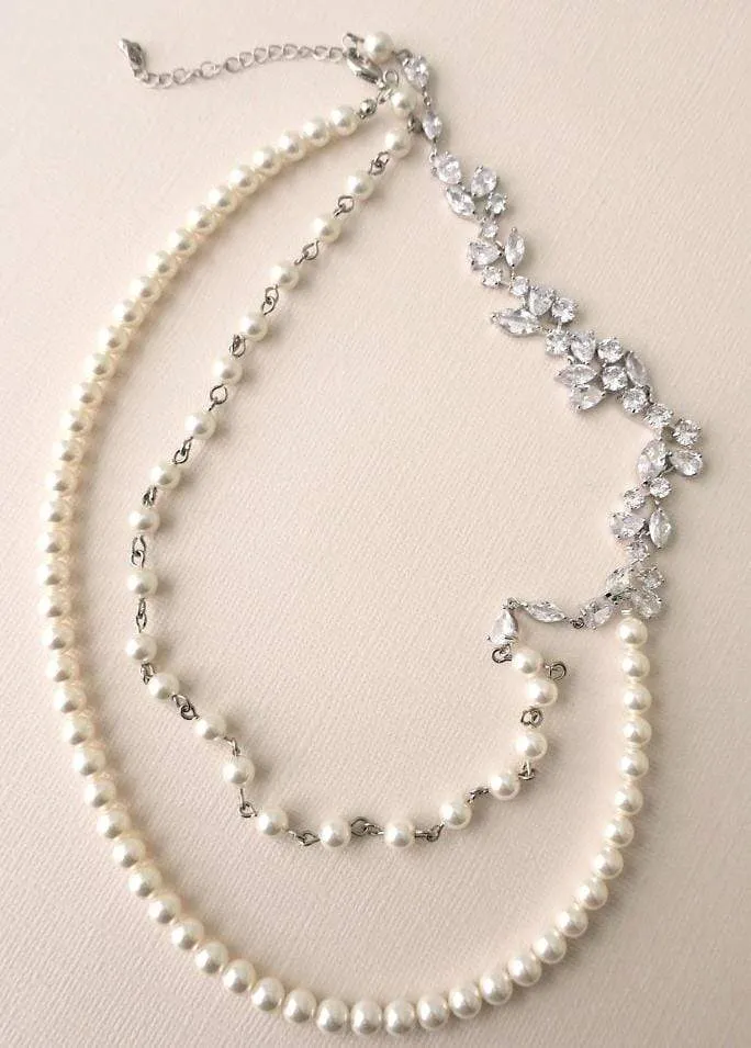 Pearl & Zirconia Wedding Necklace