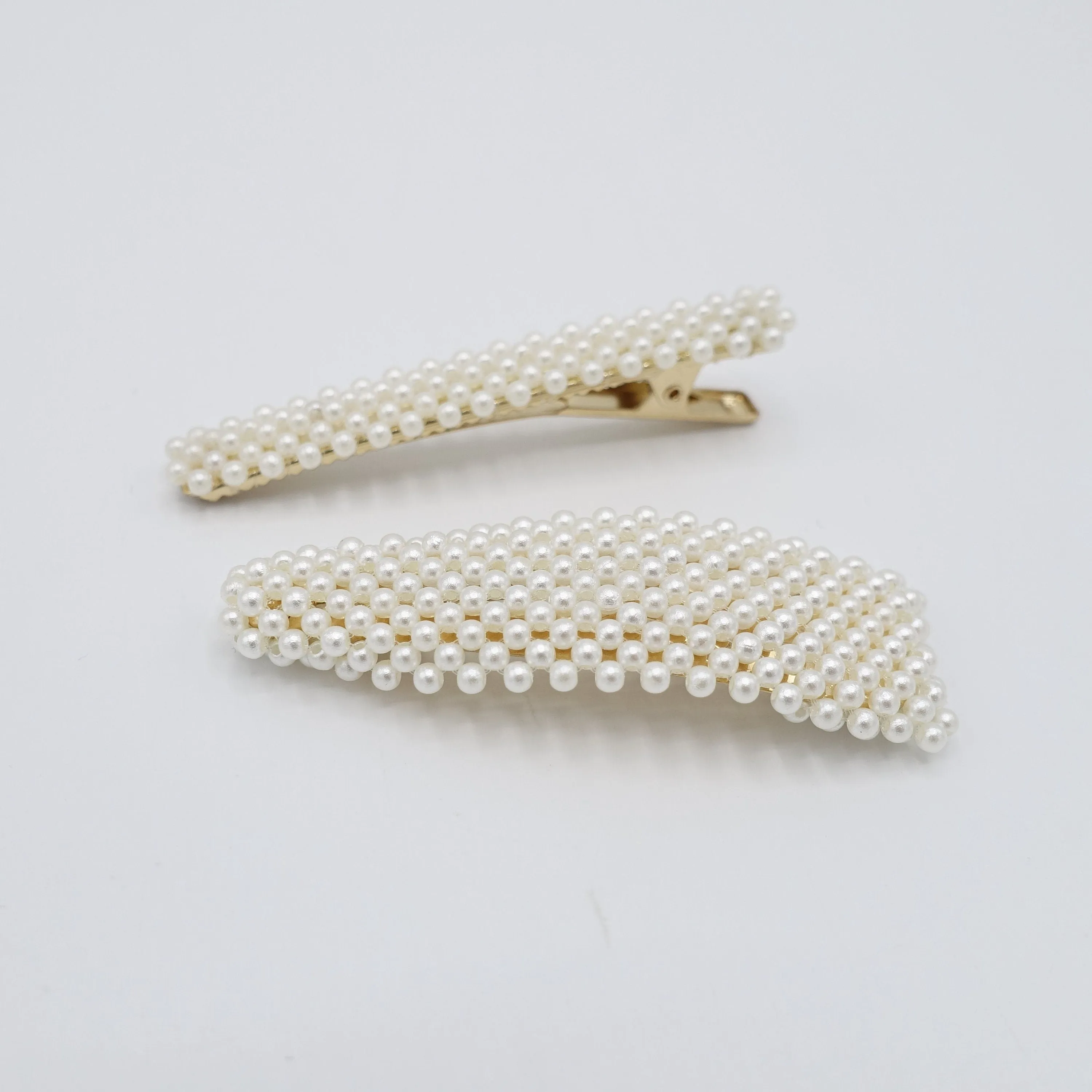 pearl beaded hair clip set