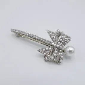 pearl bow hair barrette, cute hair barrette for women