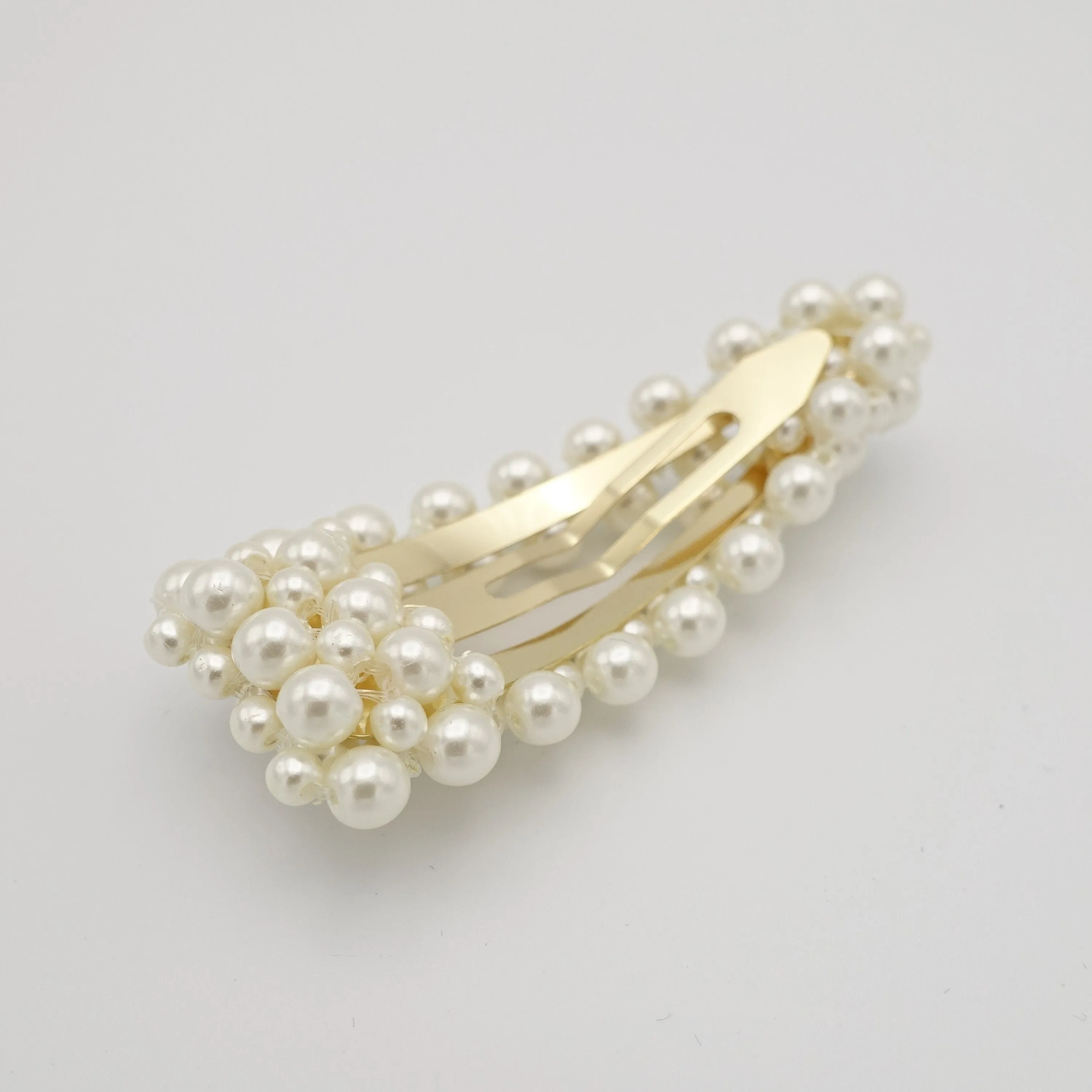 pearl decorated flower hair barrette snap clip woman hair accessory