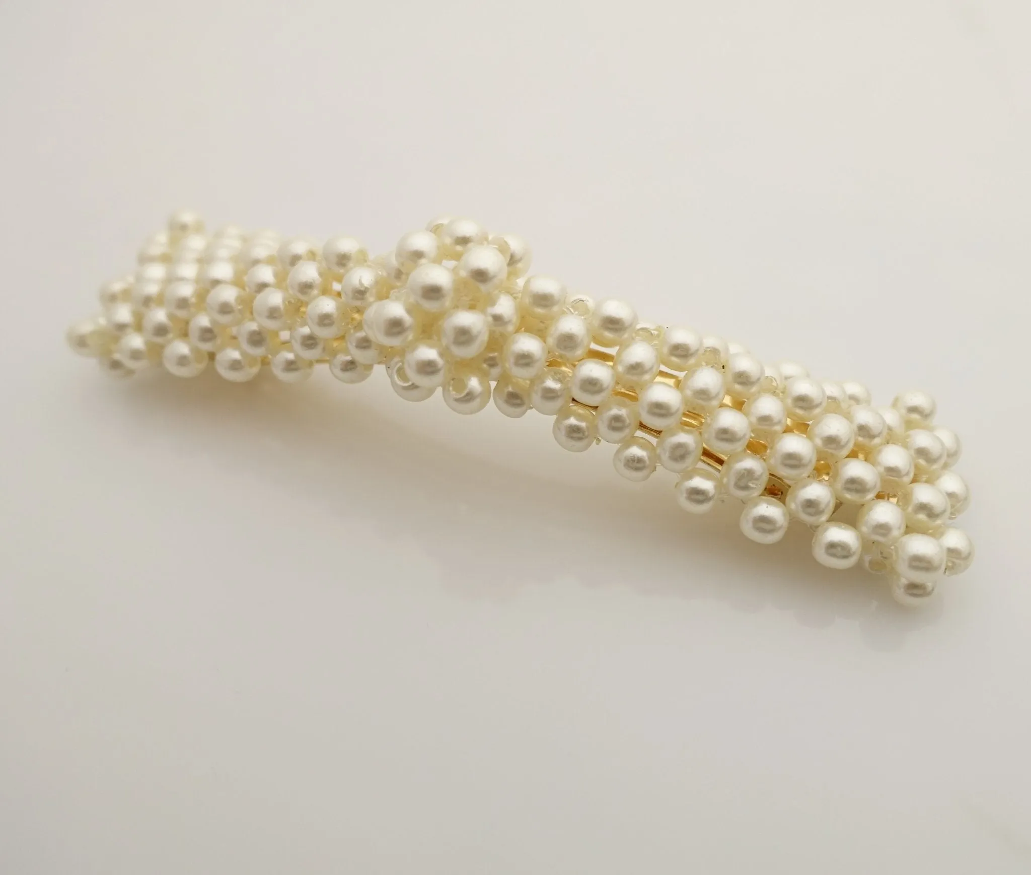 pearl decorated hair bow tiny pearl ball beaded bow french hair barrette