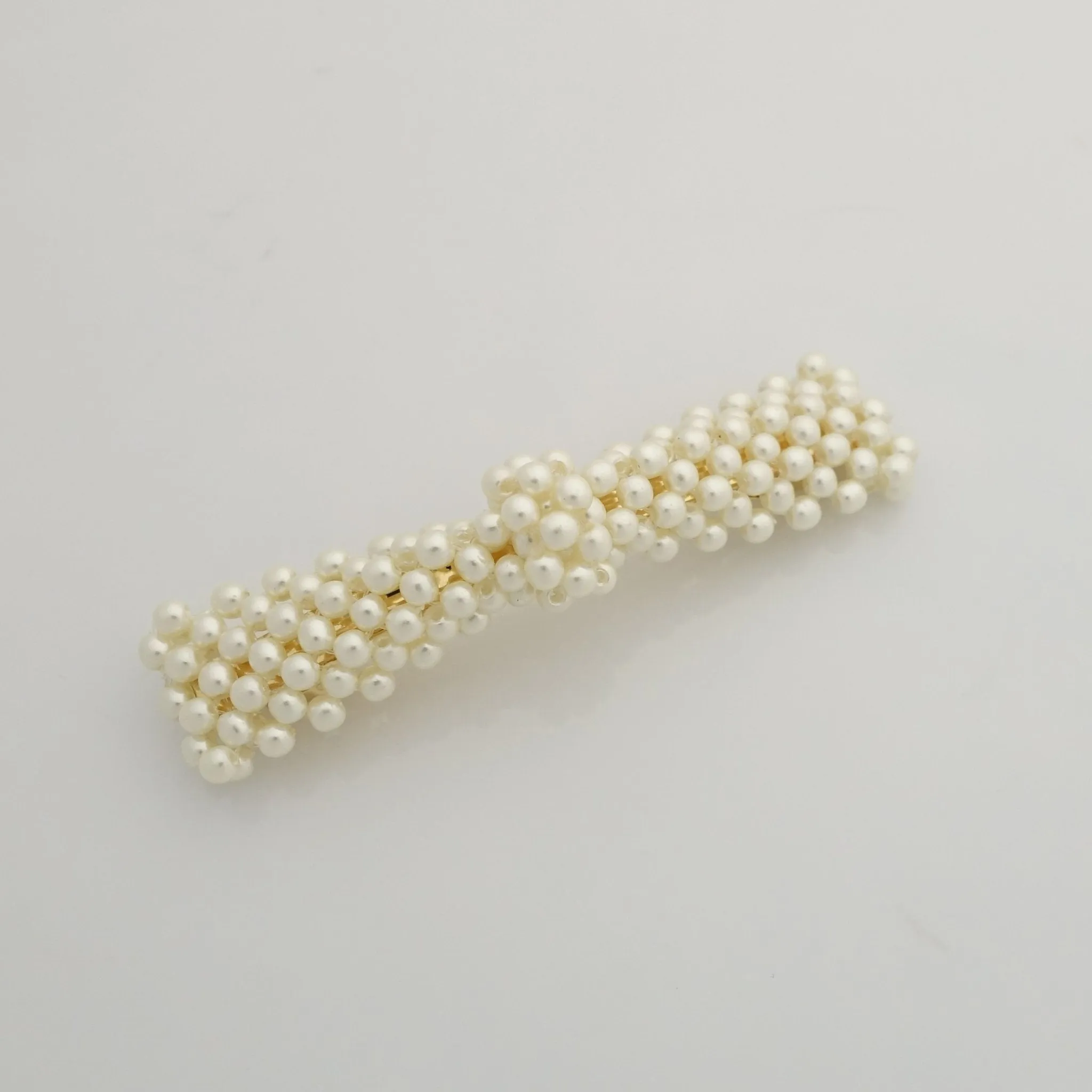 pearl decorated hair bow tiny pearl ball beaded bow french hair barrette