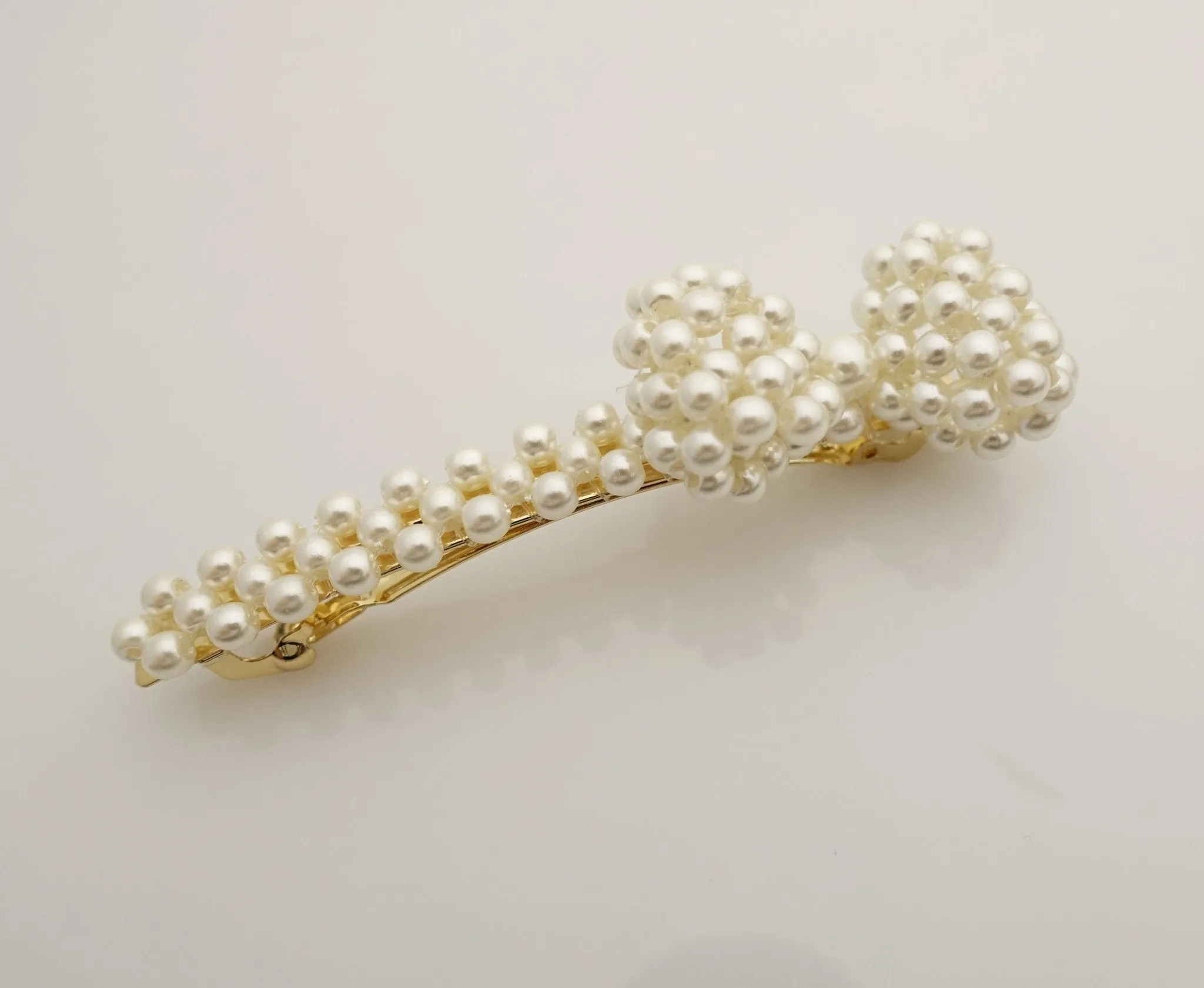 pearl decorated hair bow tiny pearl ball beaded bow french hair barrette