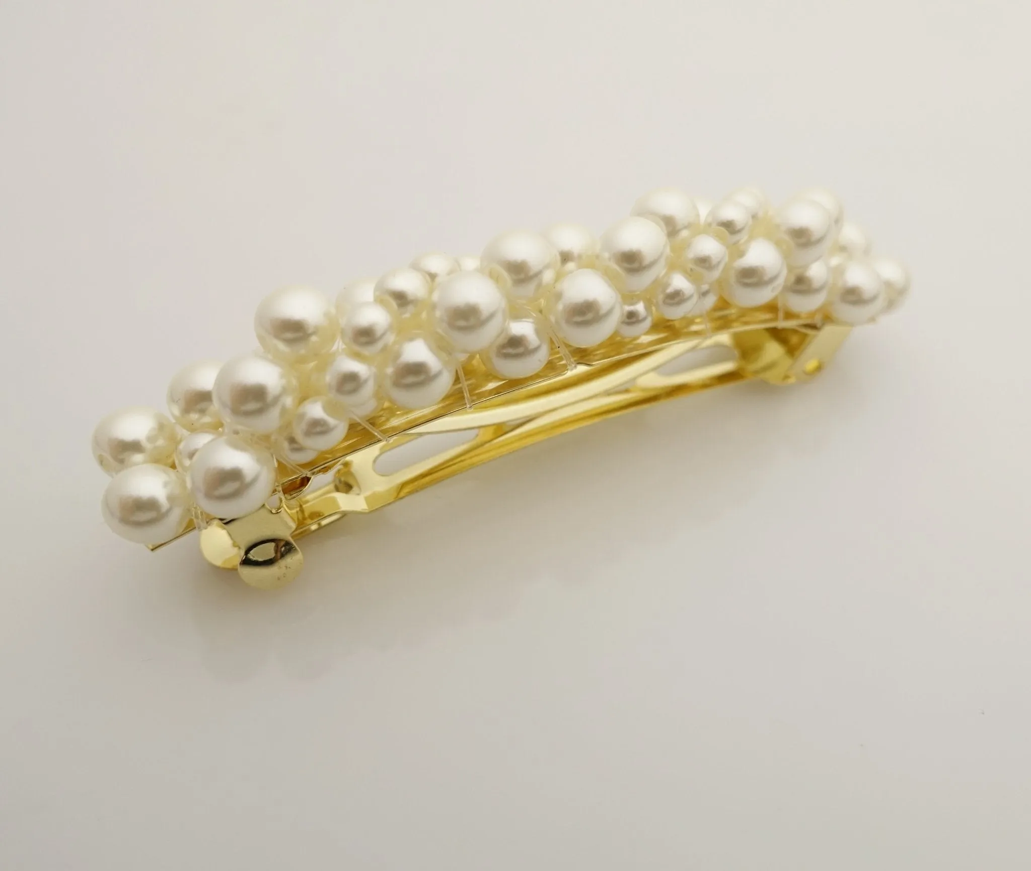 pearl decorated hair bow tiny pearl ball beaded bow french hair barrette