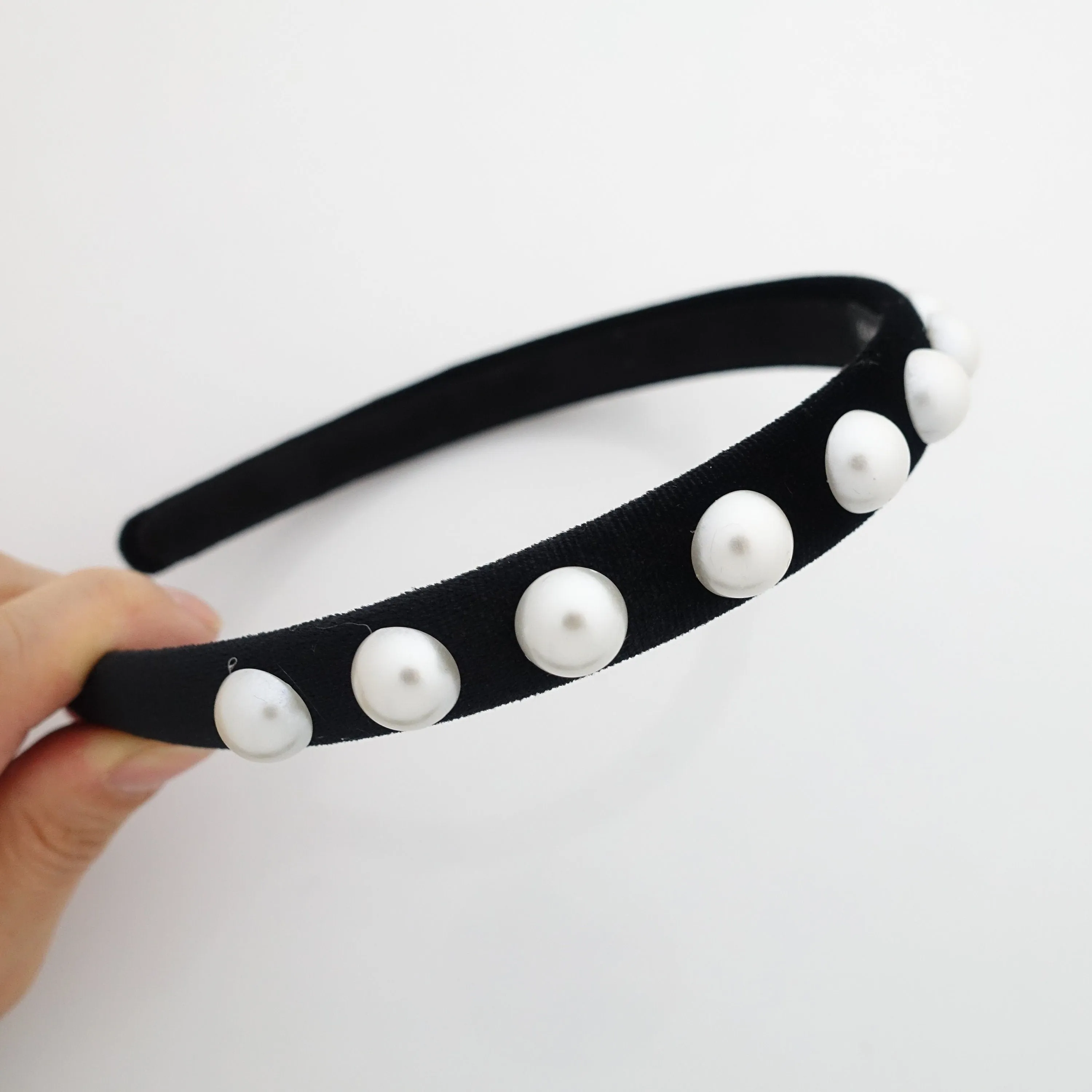 pearl decorated velvet hairband elegant fashion headband for woman