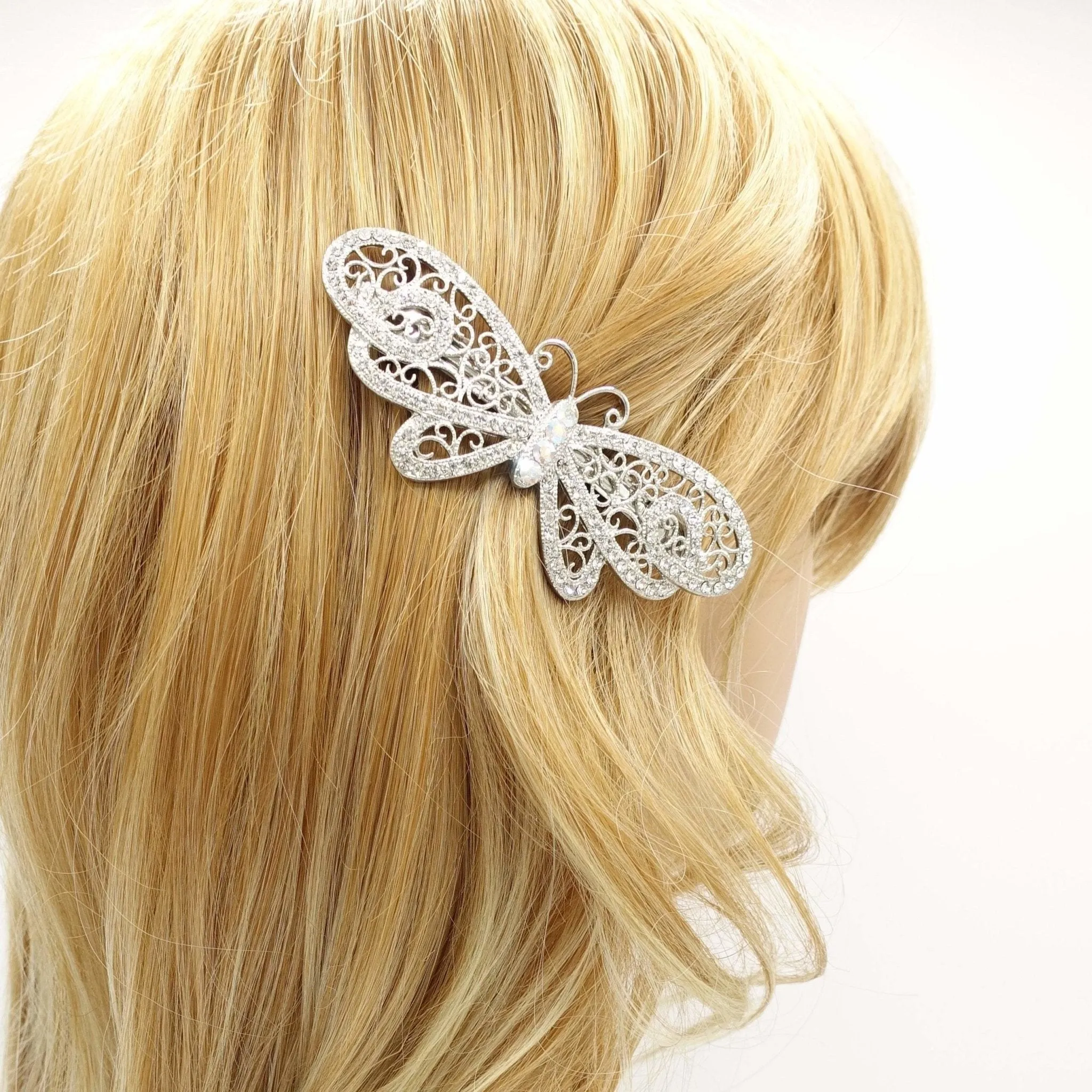 pearl rhinestone embellished butterfly bow hair barrette