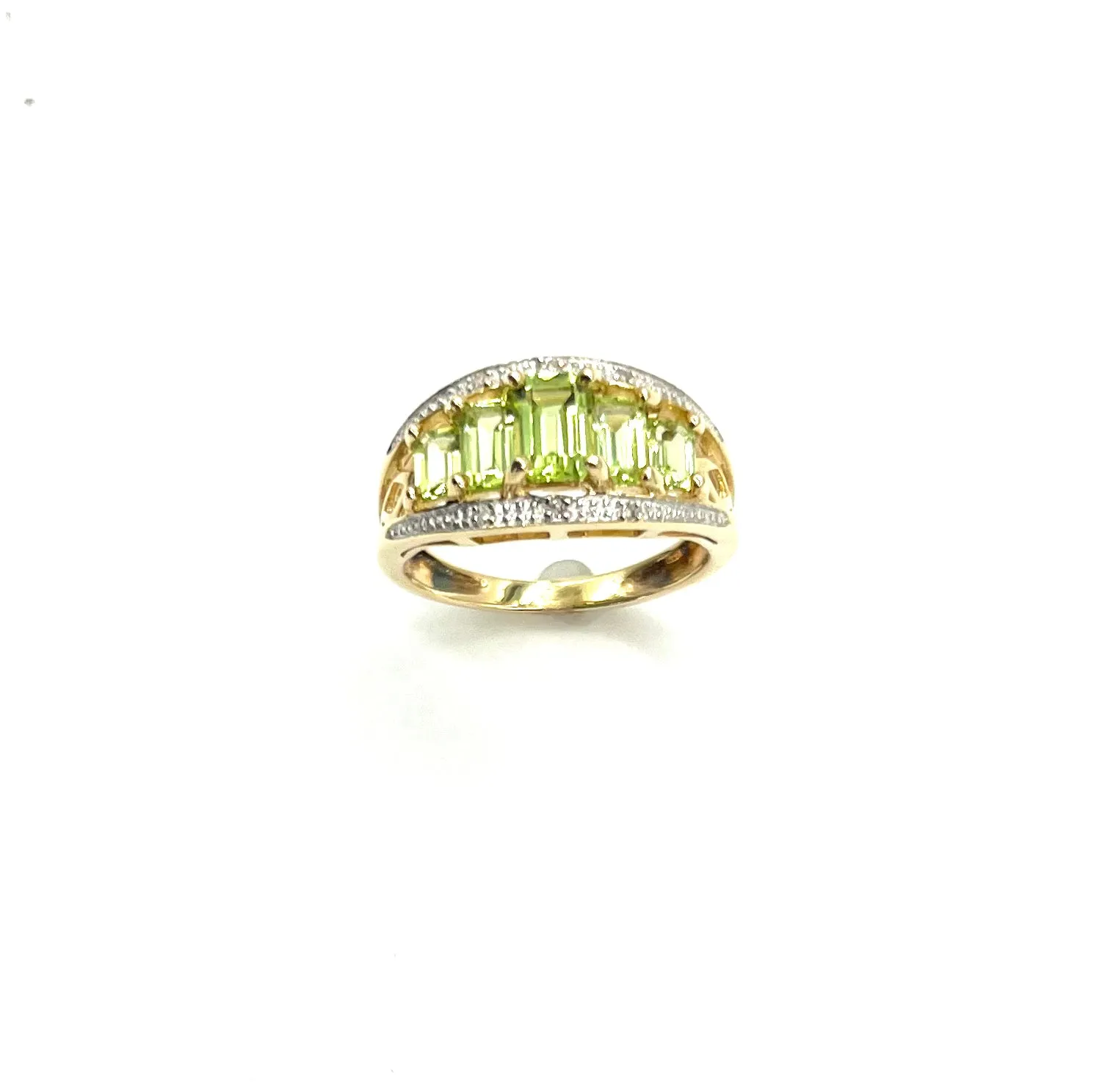 Peridot and Diamond Cutout Ring