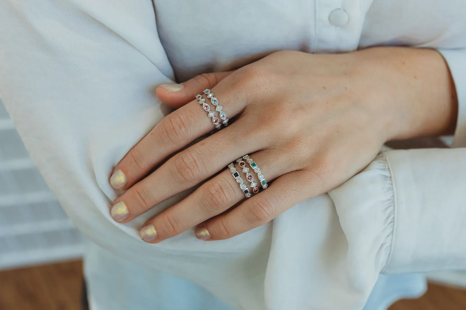 Peridot   Diamond Stackable Band