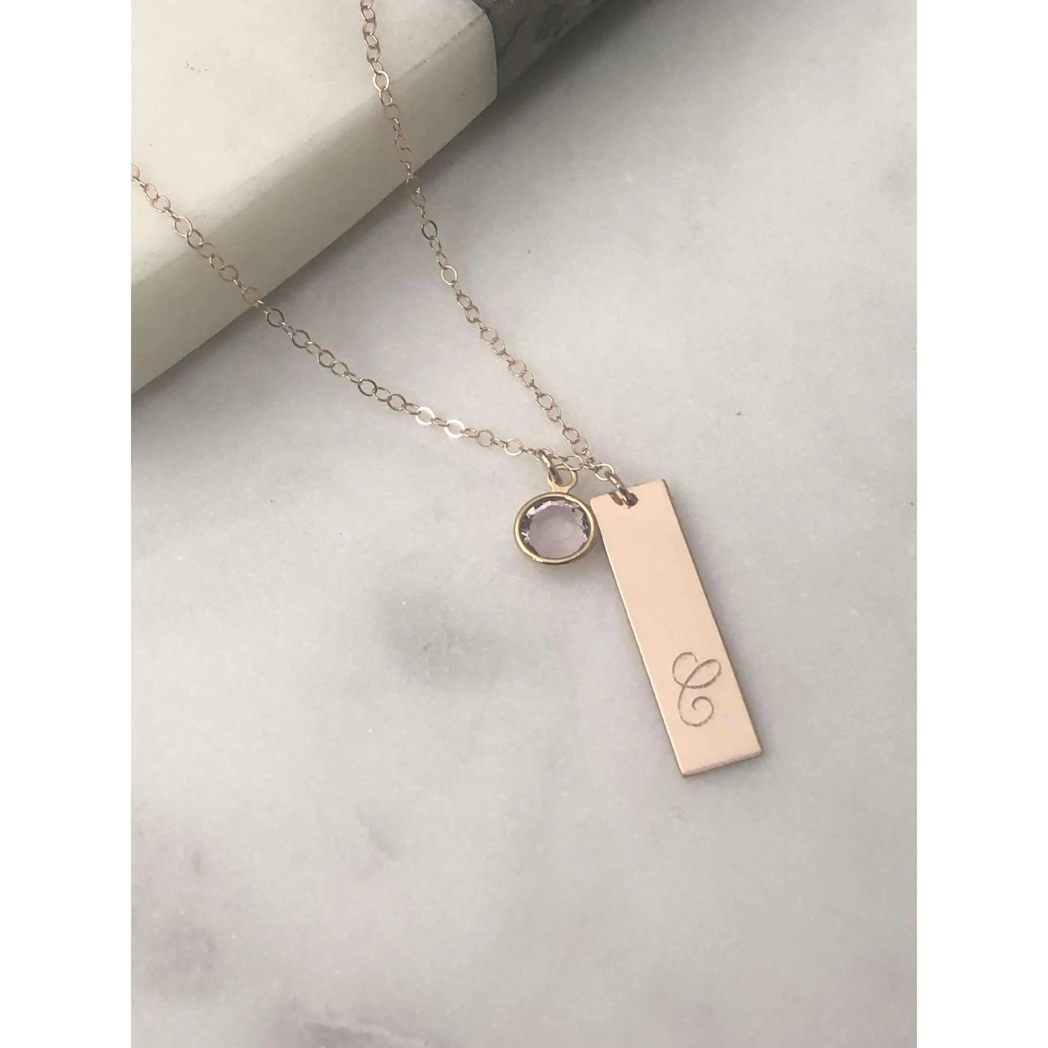 Personalised Birthstone Bar Necklace