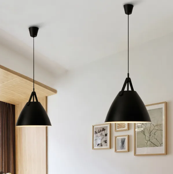 Petronilla Strapped Cone Contemporary Pendant Light In Black and White