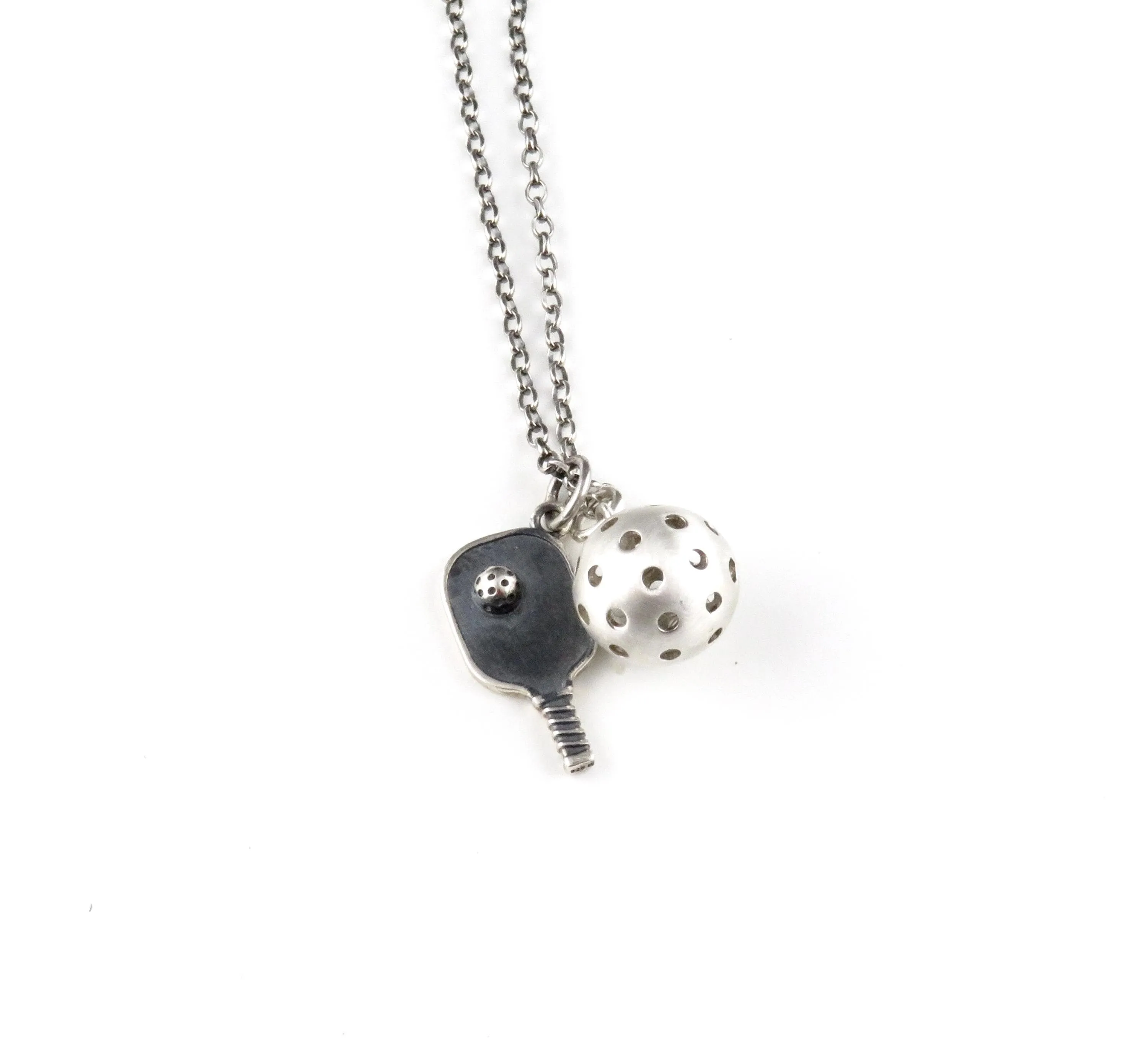 Pickleball and Racket Charm Necklace