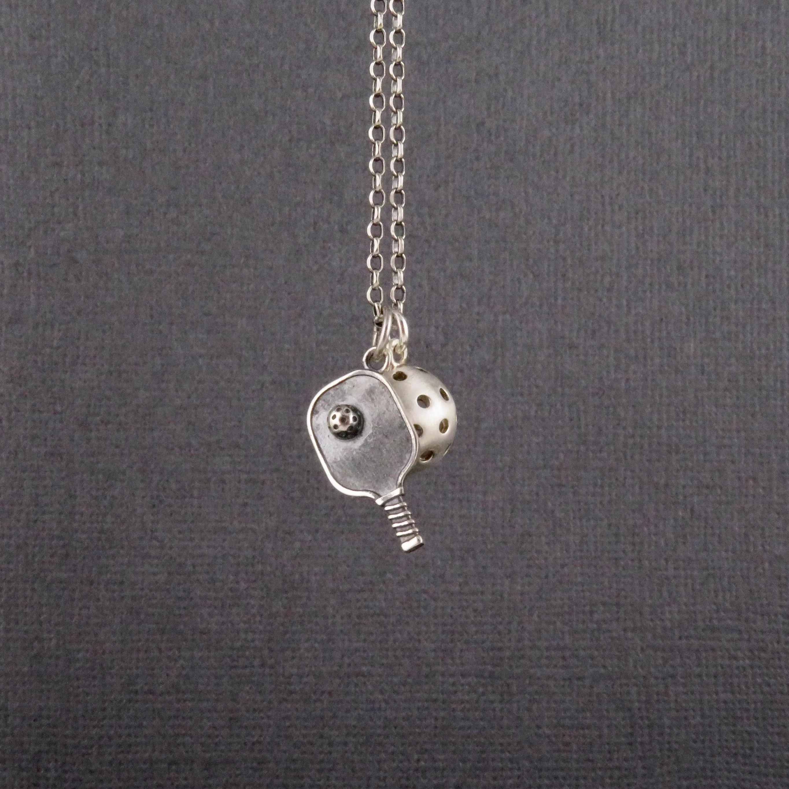 Pickleball and Racket Charm Necklace