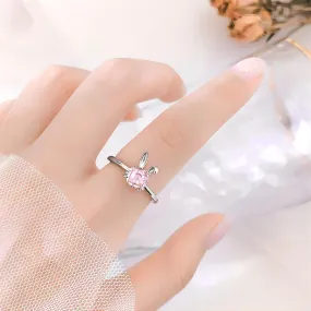 Pink Crystal Rabbit Ring