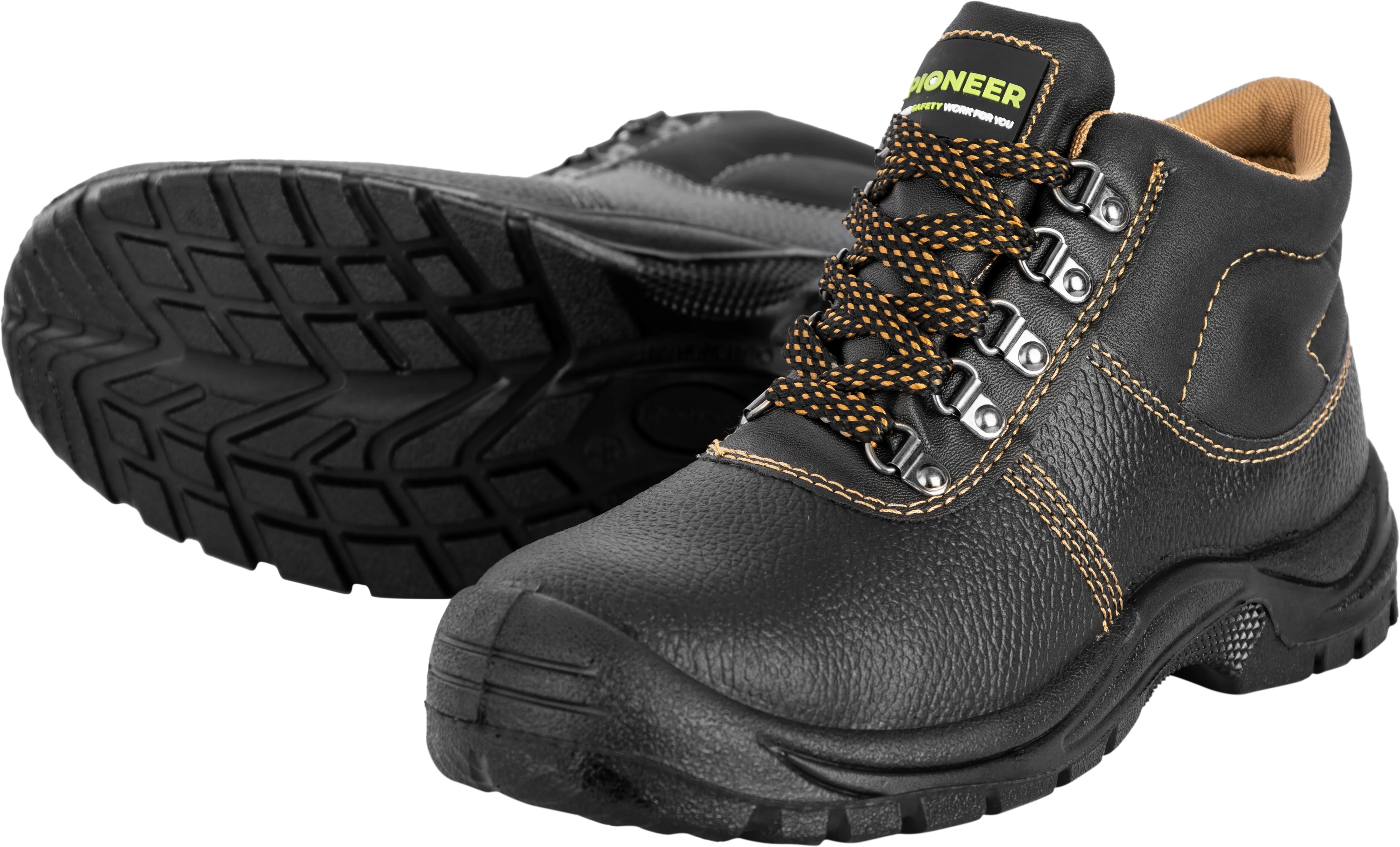 Pioneer Black 200J steel toe cap   steel midsole safety boots