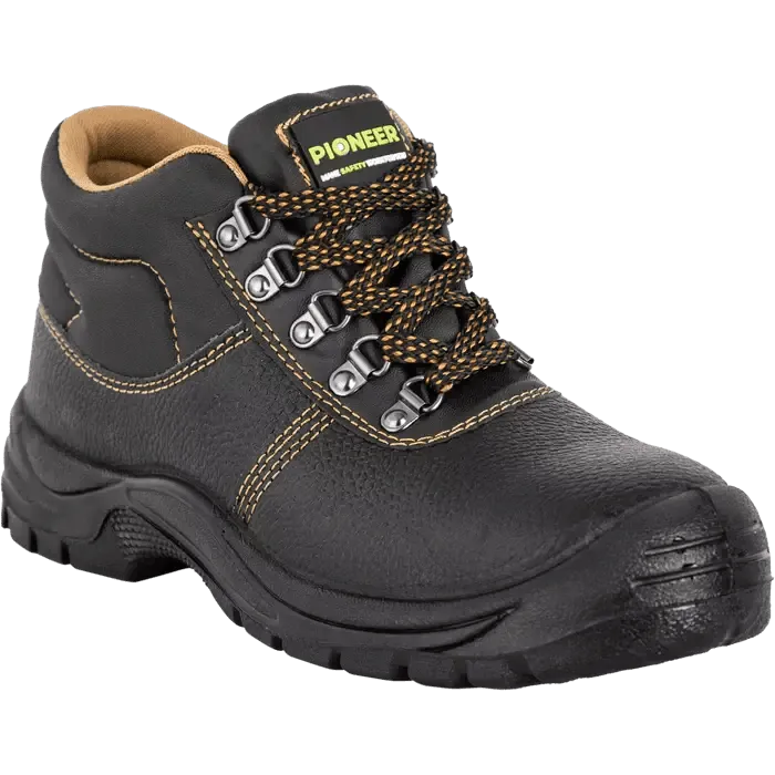 Pioneer Black 200J steel toe cap   steel midsole safety boots