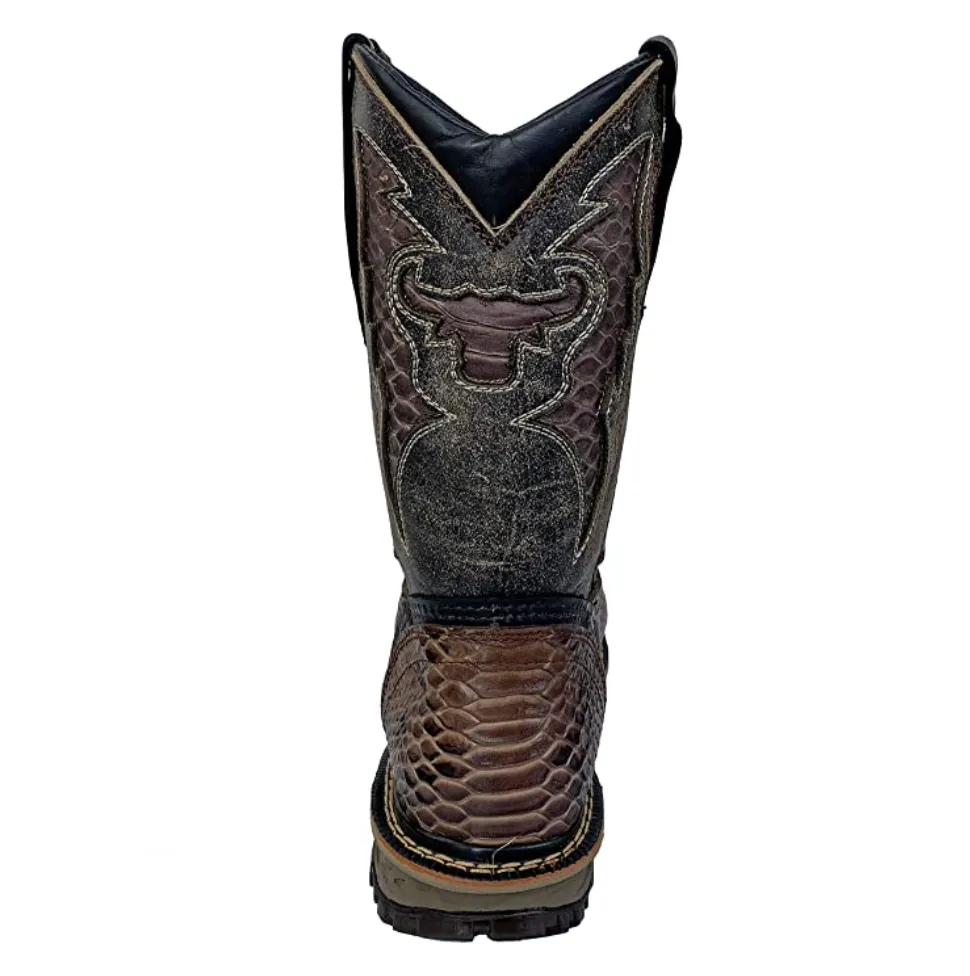 PIT-STL - Toro Bravo Men's Steel Toe Work Boot - Imitation Python