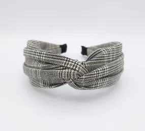 plaid check headband cross twist hairband for women