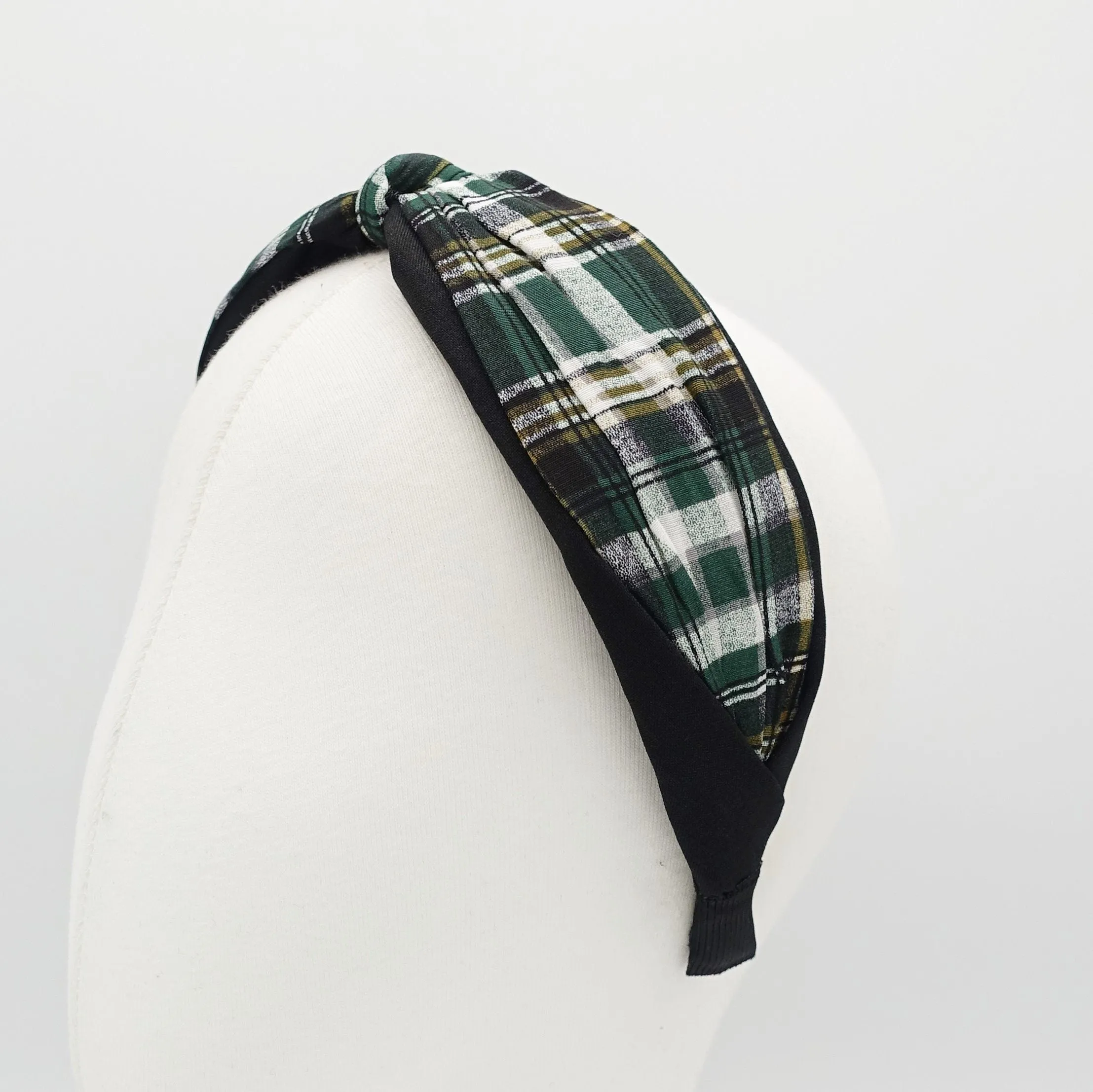 plaid check headband layered knot hairband causal woman hair accessory