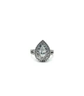 Platinum Lab Grown Diamond Pear Halo Ring