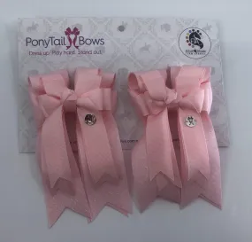 PonyTail Bows- Baby Pink Solid Glitter