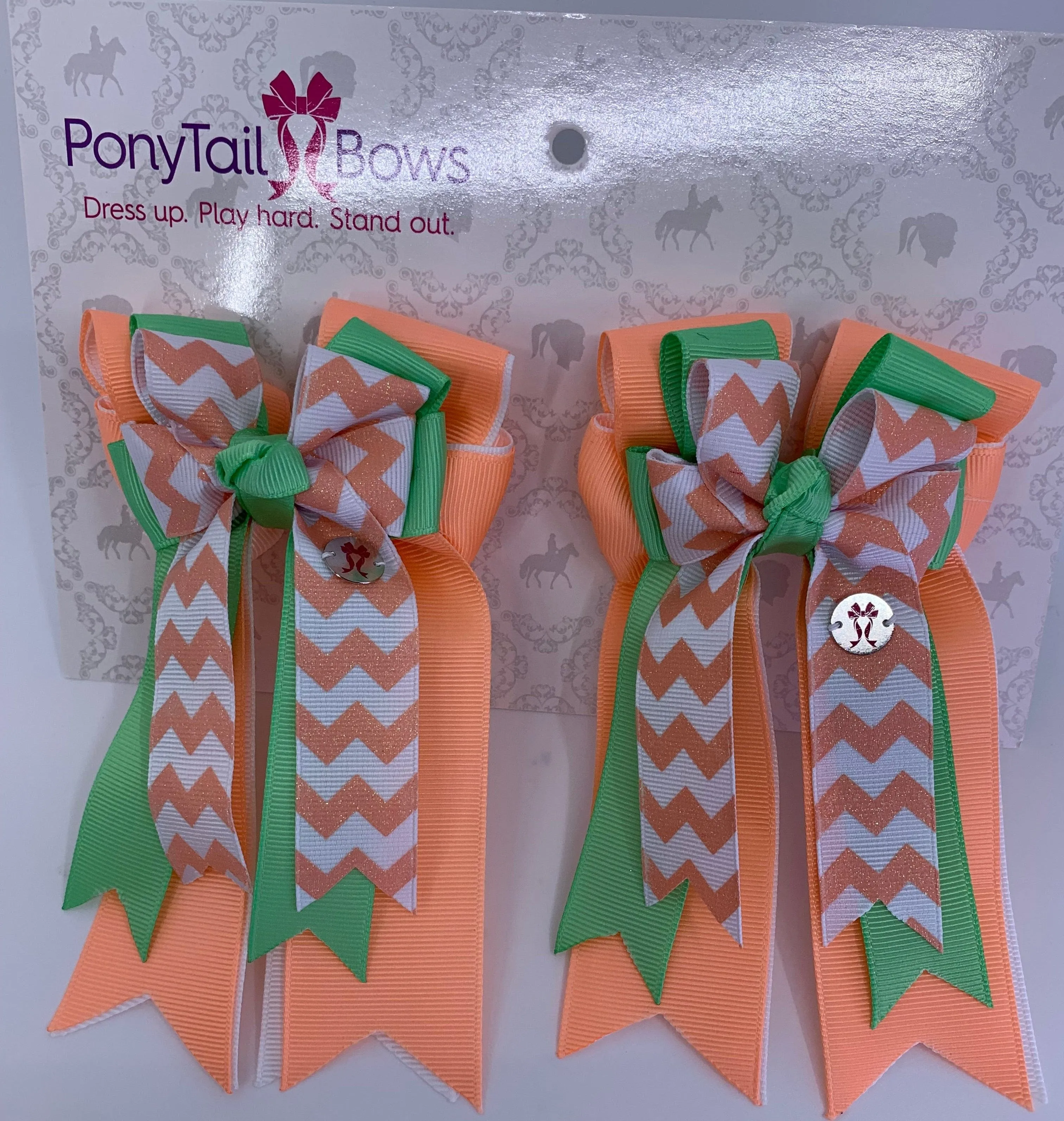 PonyTail Bows- Peachy Mint