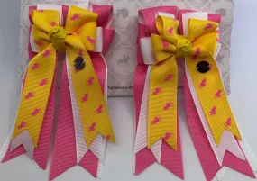 PonyTail Bows- Polo Ponies-Yellow