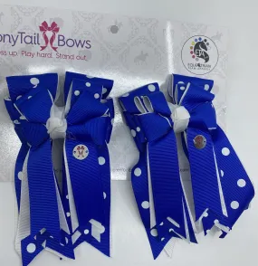 PonyTail Bows- Royal Polka Dot