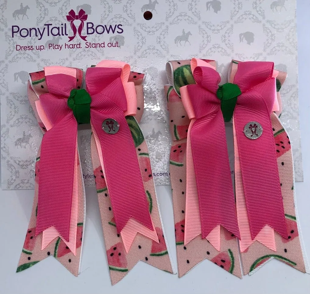 PonyTail Bows- Watermelon Seeds