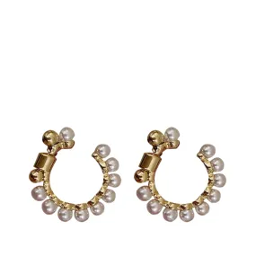 Pre Order:  C-Shaped Metal Pearl Stud Earrings