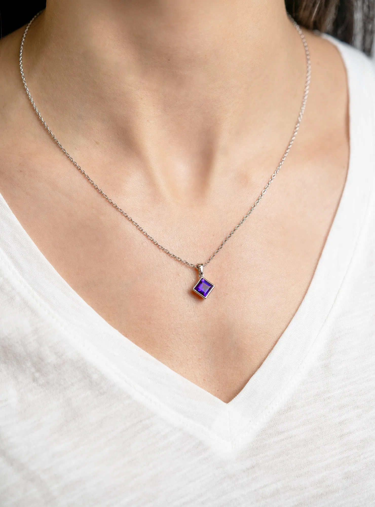 Princess-Cut Amethyst Necklace