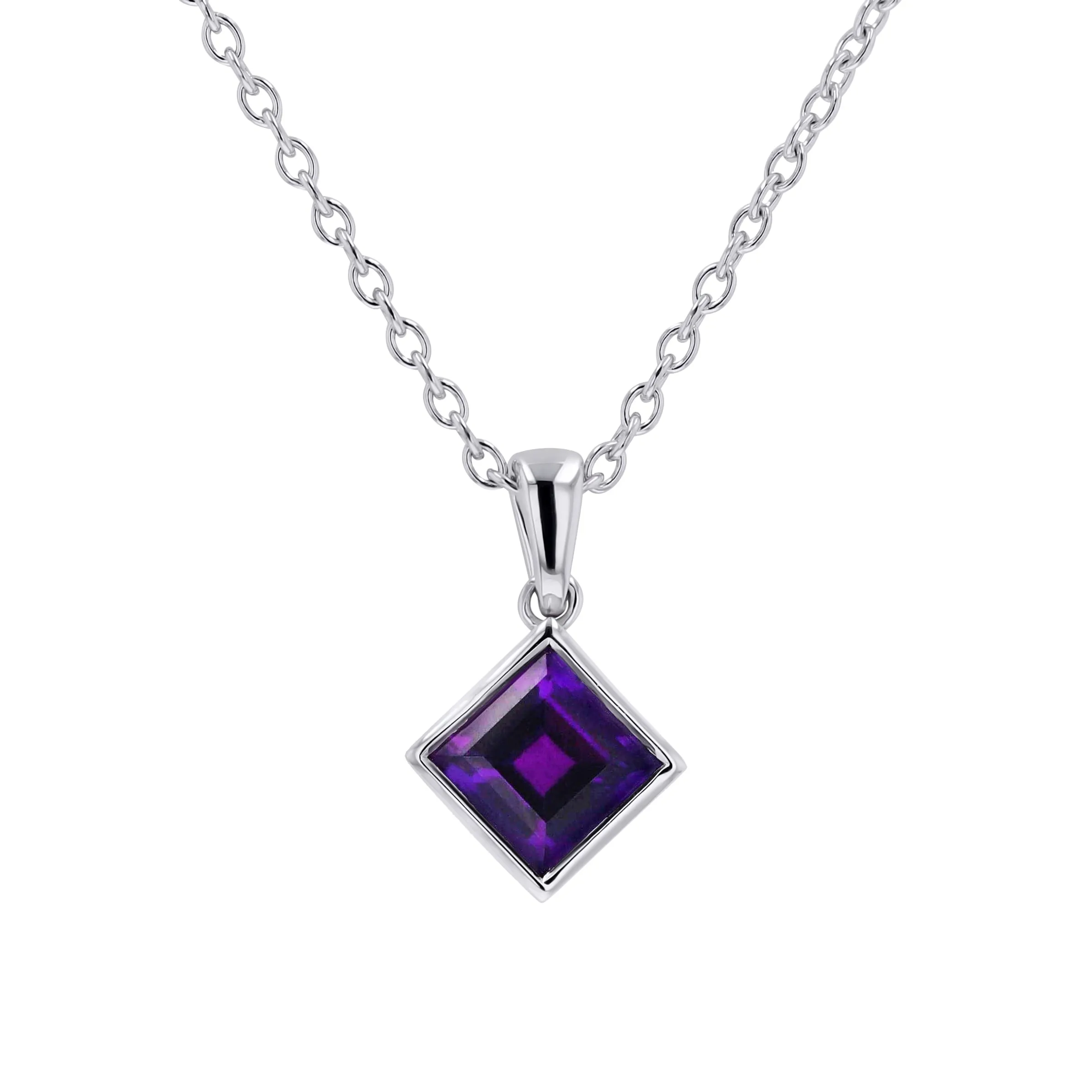 Princess-Cut Amethyst Necklace