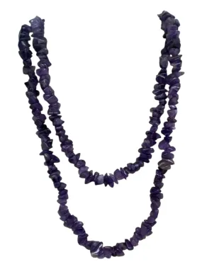 Purple Amethyst Rough-Cut Stones No Clasp Necklace