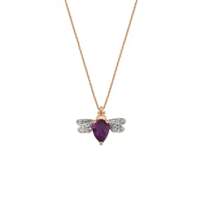 QUEEN BEE BELLA GOLD DIAMOND AMETHYST NECKLACE