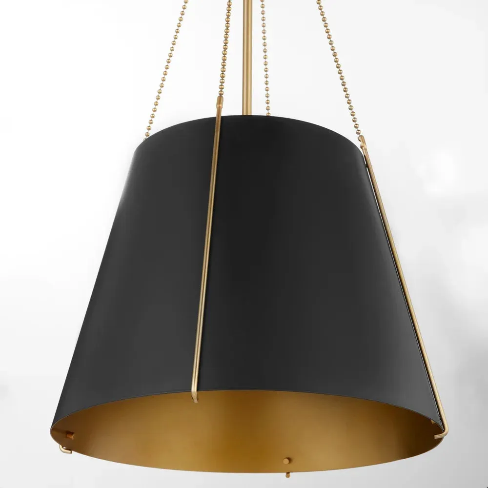 Quorum Denise 862-3-5980 Pendant - Matte Black / Aged Brass 18" Transitional