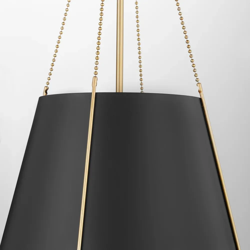 Quorum Denise 862-3-5980 Pendant - Matte Black / Aged Brass 18" Transitional