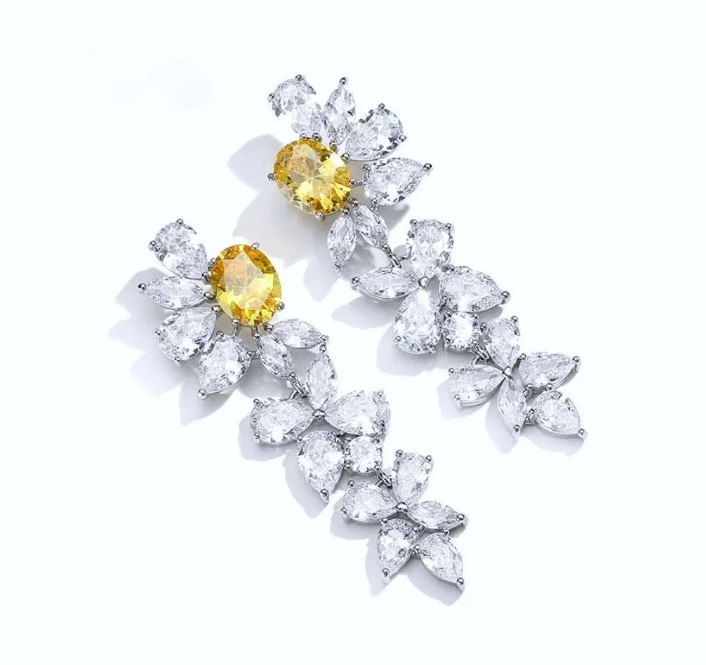 "Jayla" - Yellow Cubic Zirconia Bridal Earrings