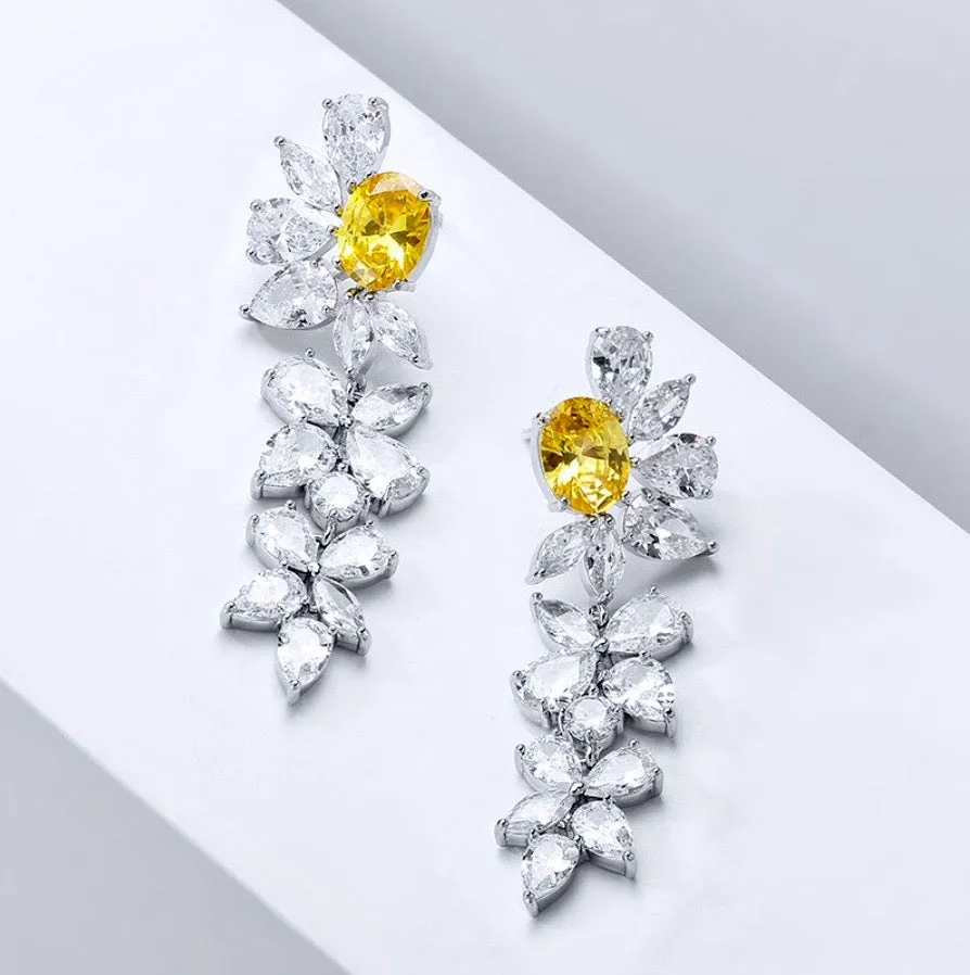 "Jayla" - Yellow Cubic Zirconia Bridal Earrings