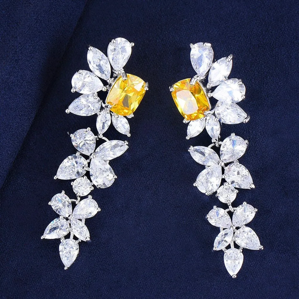 "Jayla" - Yellow Cubic Zirconia Bridal Earrings