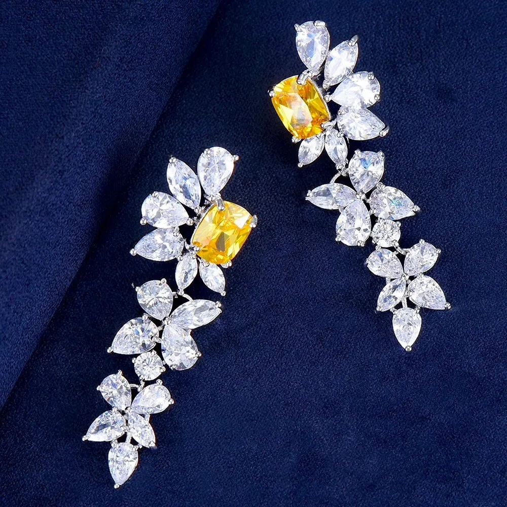 "Jayla" - Yellow Cubic Zirconia Bridal Earrings