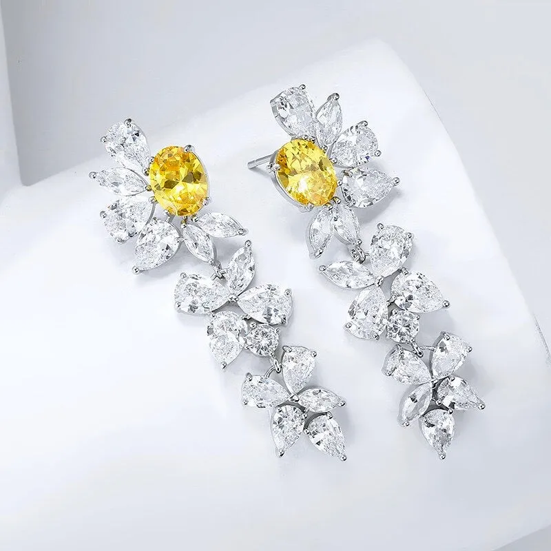 "Jayla" - Yellow Cubic Zirconia Bridal Earrings