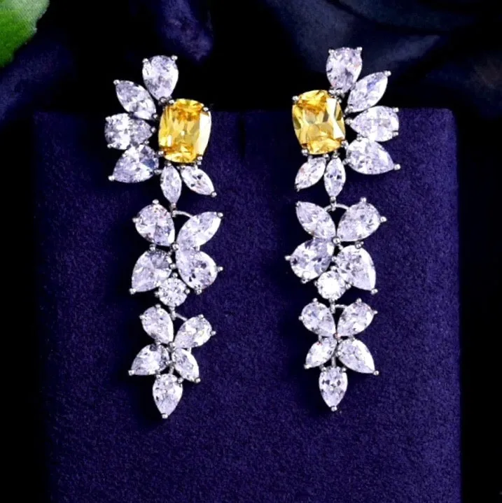 "Jayla" - Yellow Cubic Zirconia Bridal Earrings