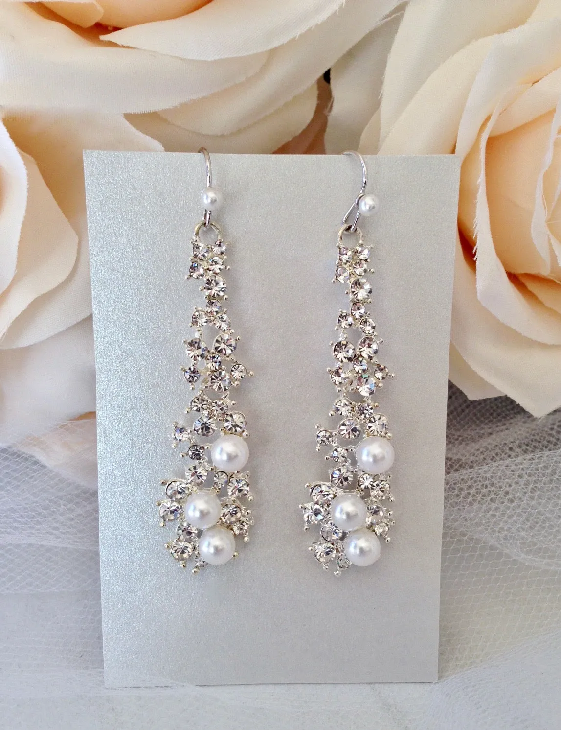 "Sade" - Pearl and Rhinestone Bridal Earrings