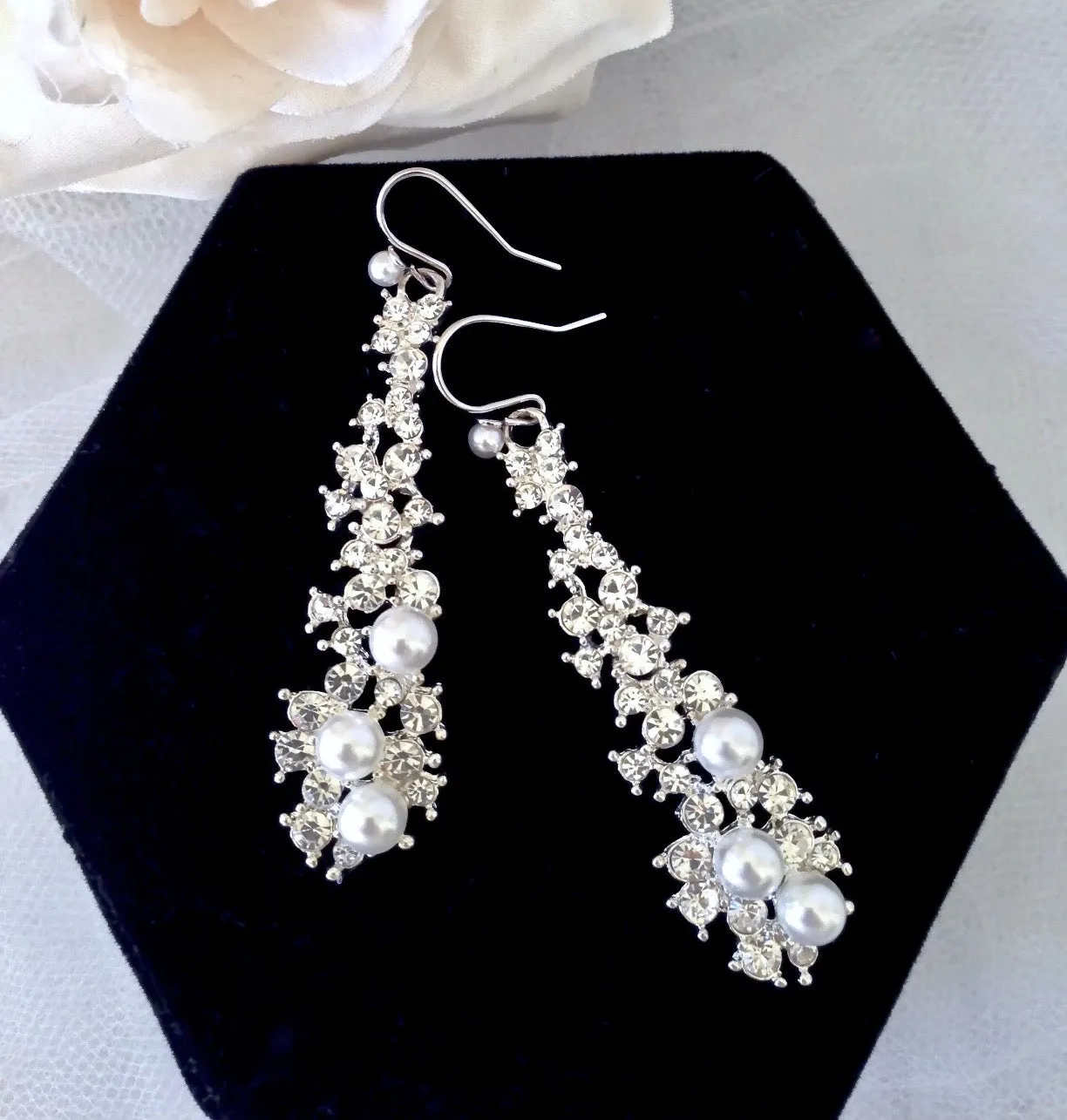 "Sade" - Pearl and Rhinestone Bridal Earrings