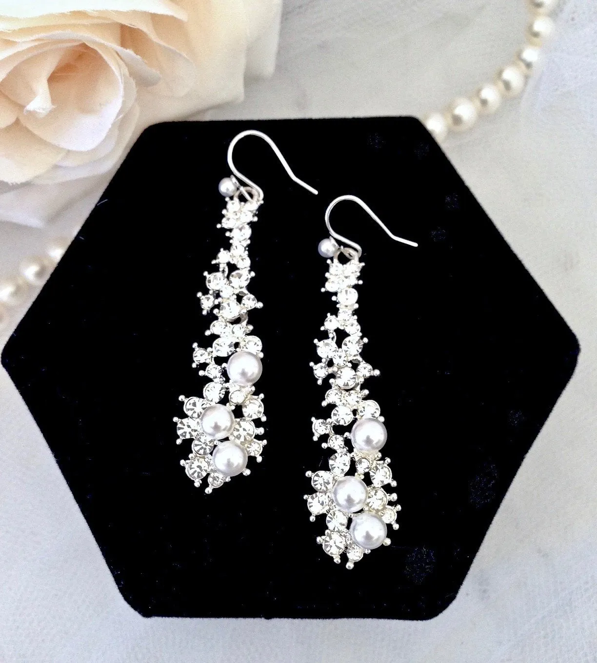 "Sade" - Pearl and Rhinestone Bridal Earrings