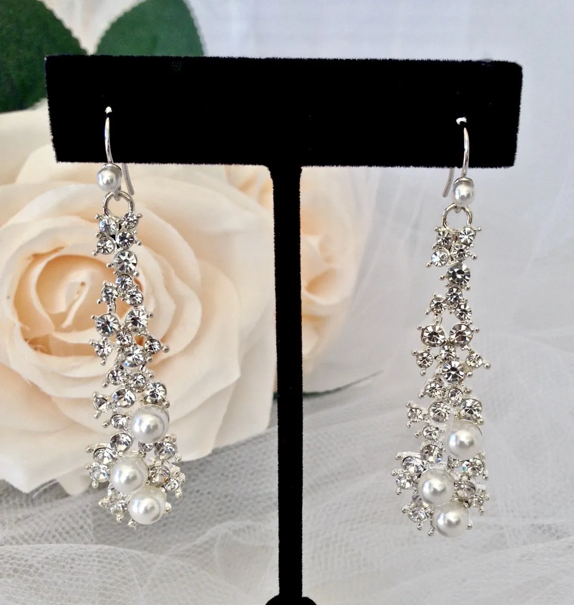 "Sade" - Pearl and Rhinestone Bridal Earrings