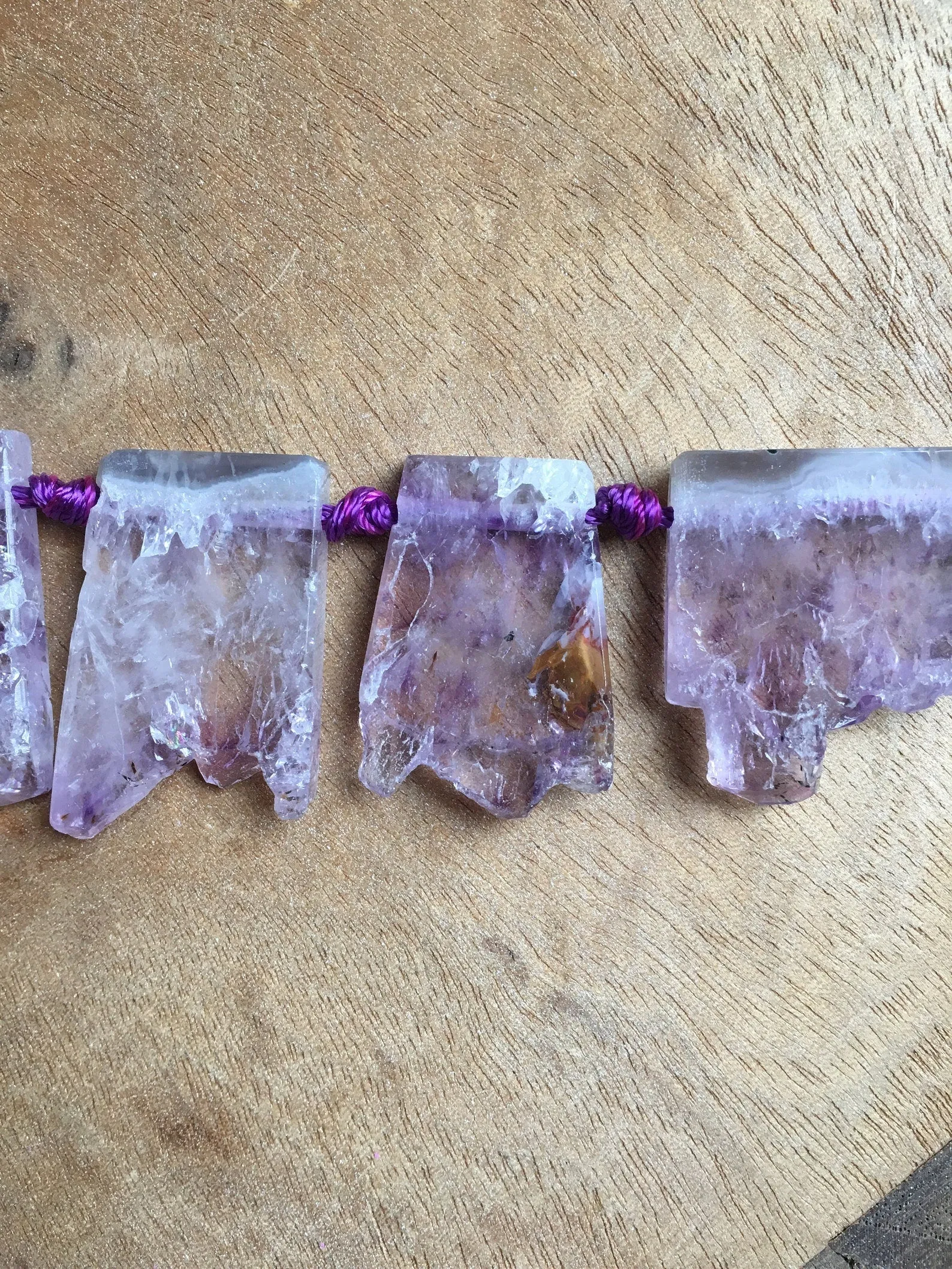 Raw Amethyst Slice Crystal Necklace